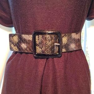 Black and Green snake leather like belt